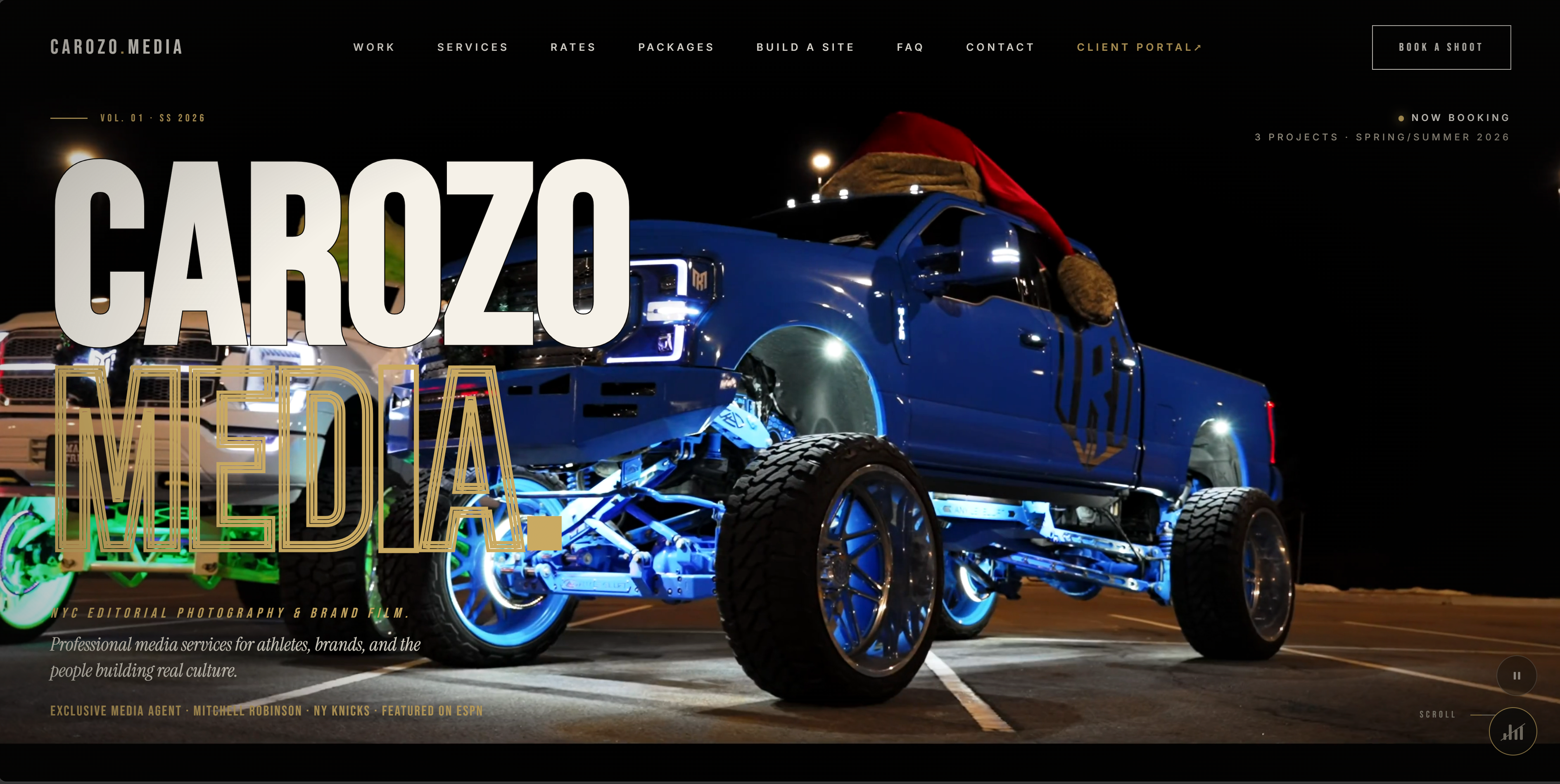 Photography portfolio website mockup with gallery and booking